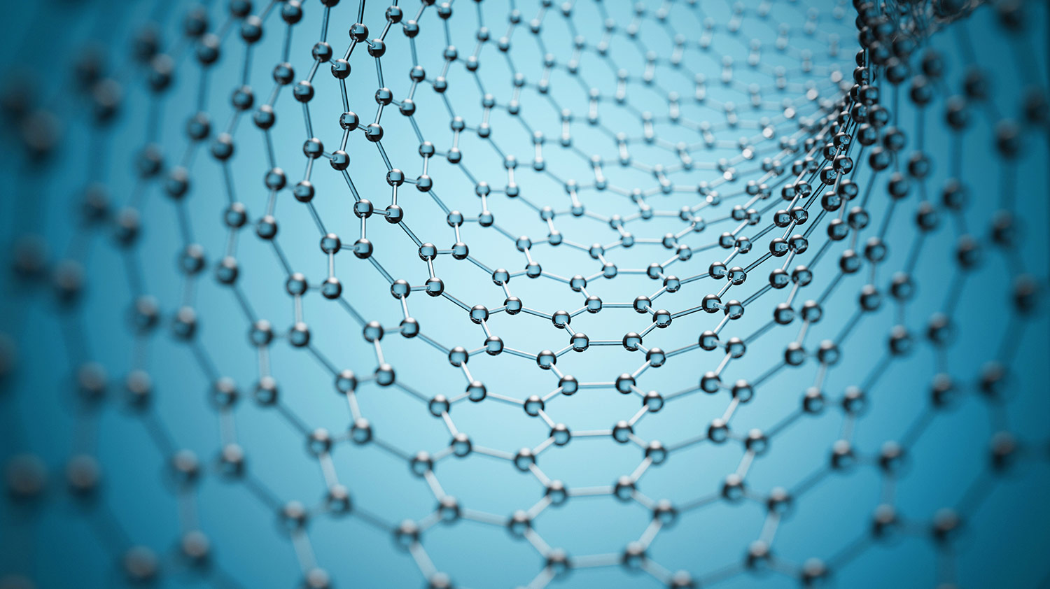 3-D rendering of graphene atomic structure.
