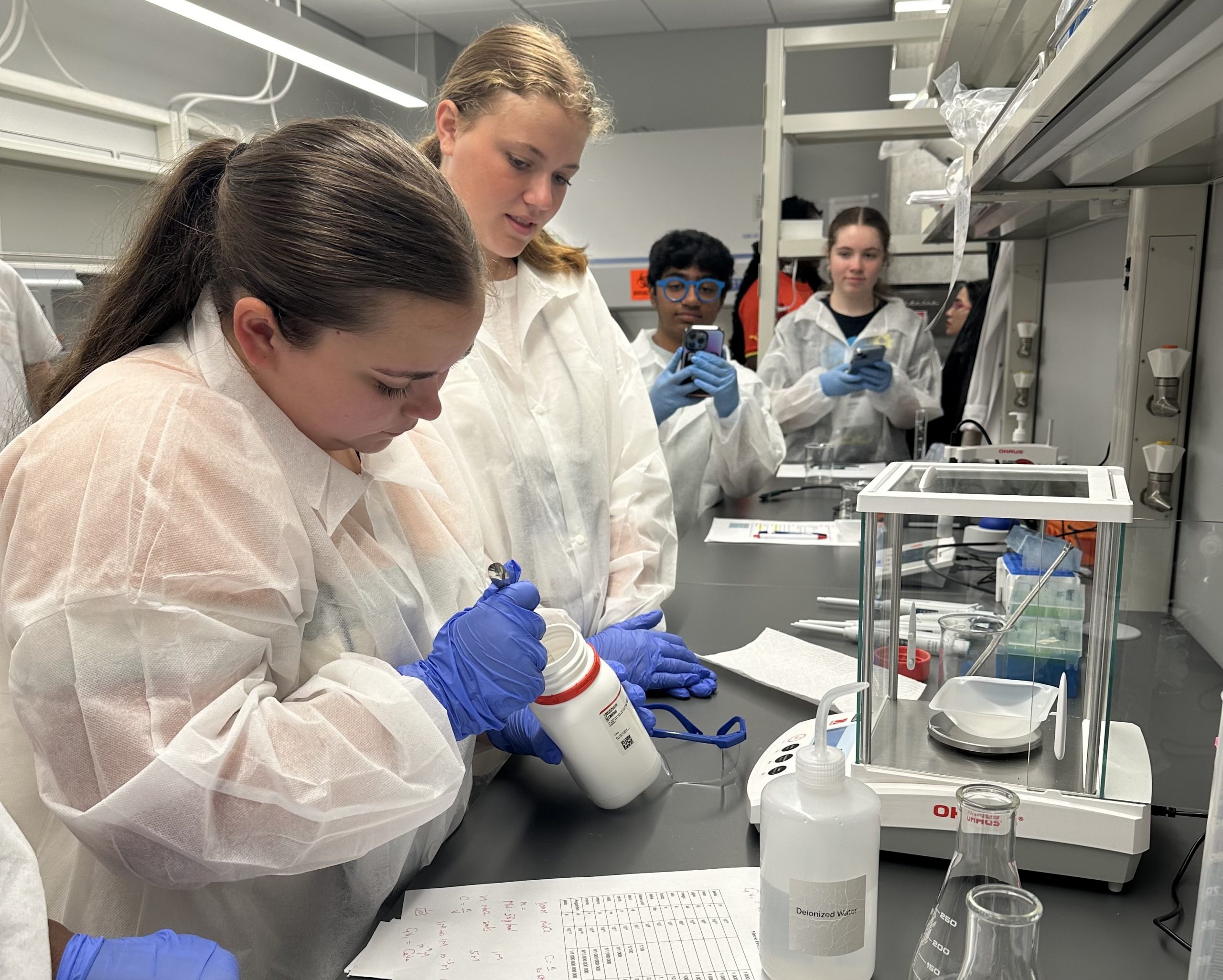 students working in a lab as part of the Appalachian STEM Academy at Oak Ridge program