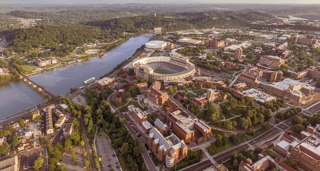 aerial view of University of Tennessee campus