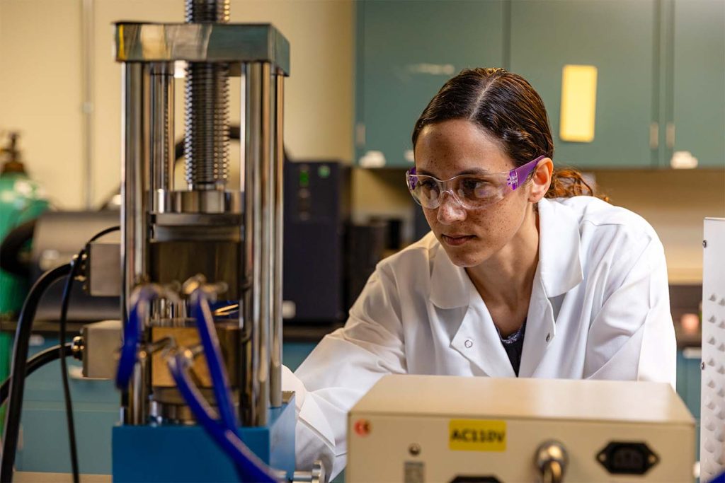 Assistant Professor Ria Corder working in a lab
